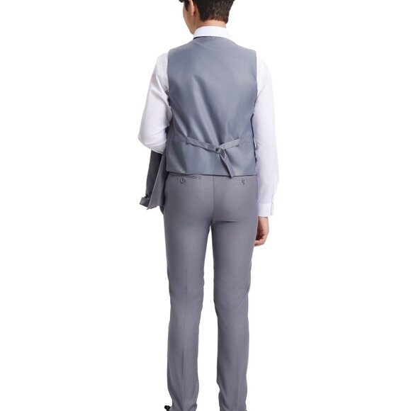 Premium Light Grey Notch Lapel 5 Piece Stacy Adams Boy's Suit - Picture 3 of 4